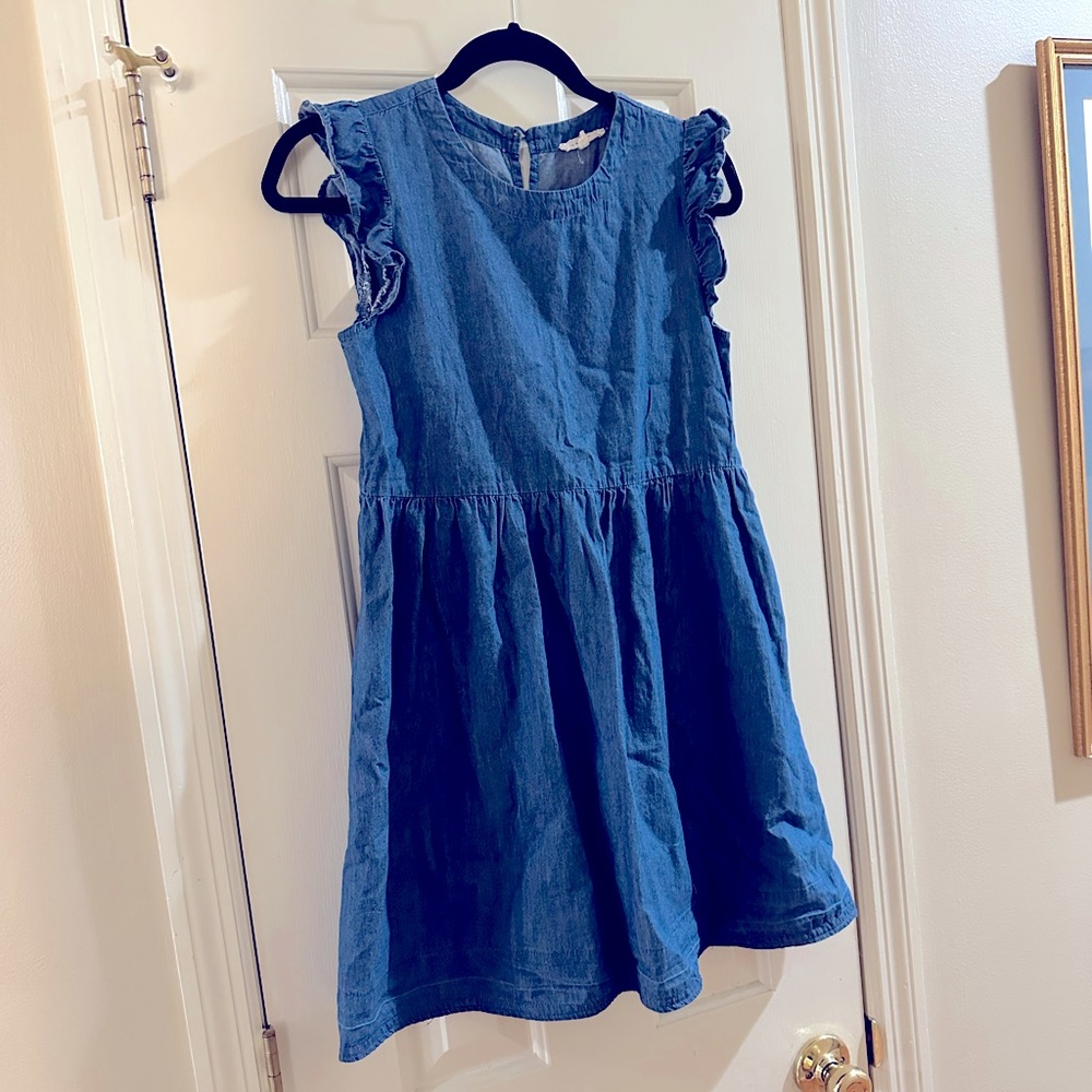 Copper Key sleeveless denim dress Large with ruffle detail